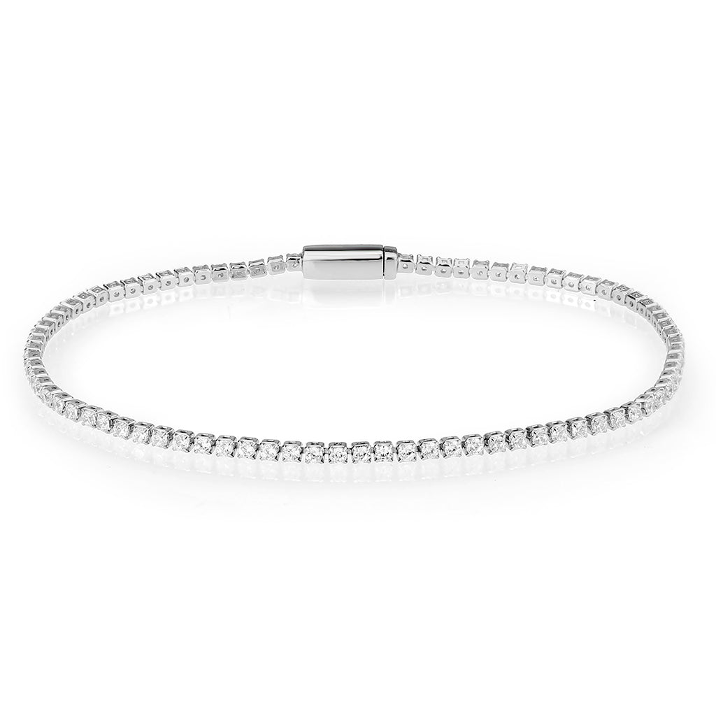 Rhodium Plated Brass CZ Tennis Bracelet - AAA Grade Clear Cubic Zirconia