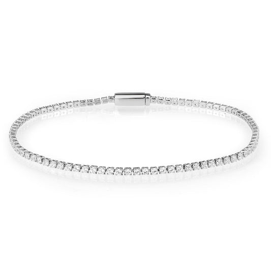 Rhodium Plated Brass CZ Tennis Bracelet - AAA Grade Clear Cubic Zirconia