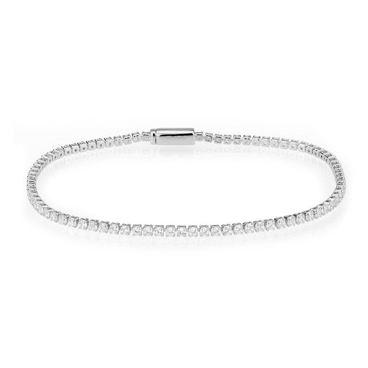 Rhodium Plated Brass CZ Tennis Bracelet - AAA Grade Clear Cubic Zirconia