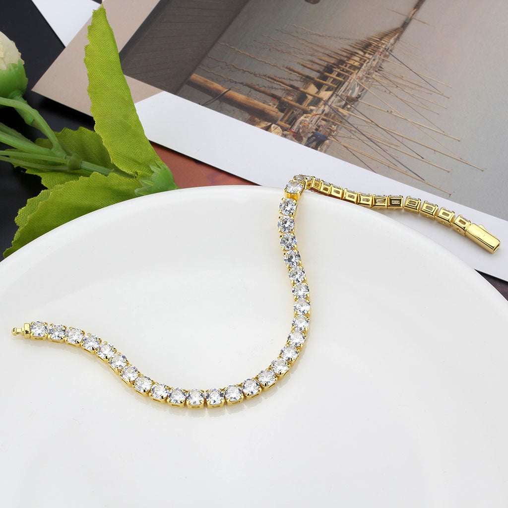 Gold Plated CZ Tennis Bracelet - AAA Grade Cubic Zirconia Bracelet for Women