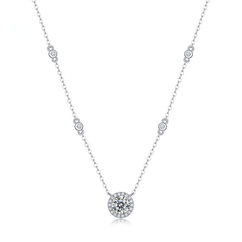 1ct D Color Moissanite Solitaire Pendant Necklace - 925 Sterling Silver Moissanite Necklace for Women