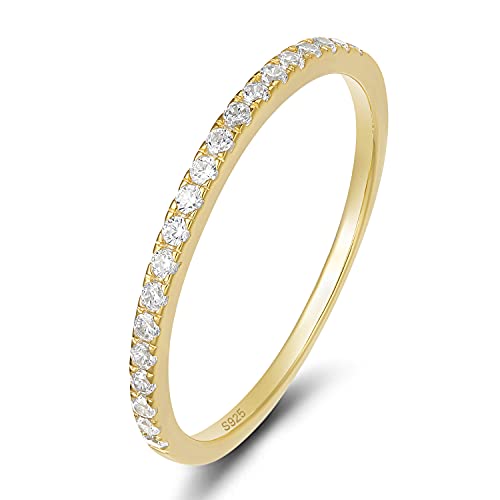 2mm CZ Half Eternity Stackable Band - 925 Sterling Silver Ring for Women