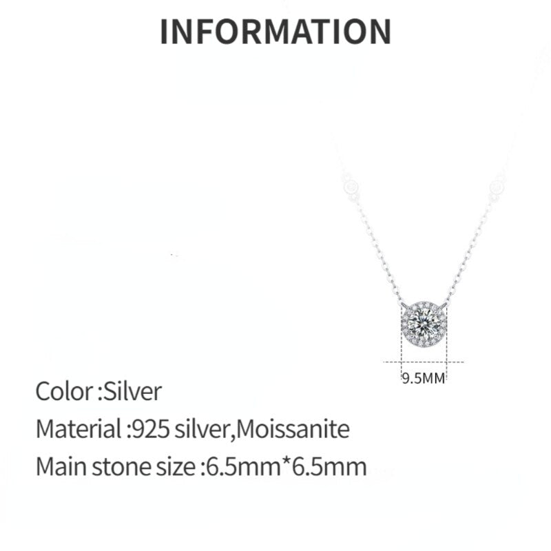 1ct D Color Moissanite Solitaire Pendant Necklace - 925 Sterling Silver Moissanite Necklace for Women