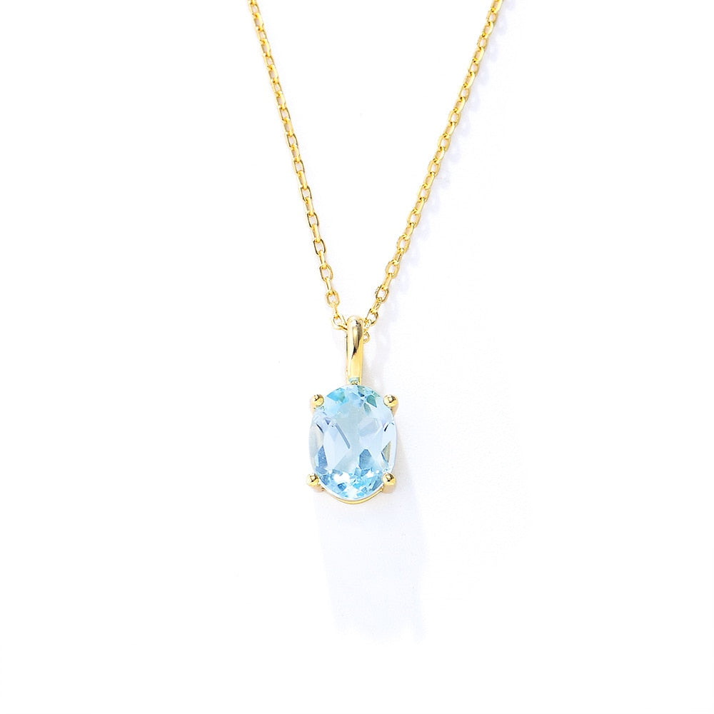 Sky Blue Topaz Necklace - 925 Sterling Silver Topaz Pendant Necklace for Women