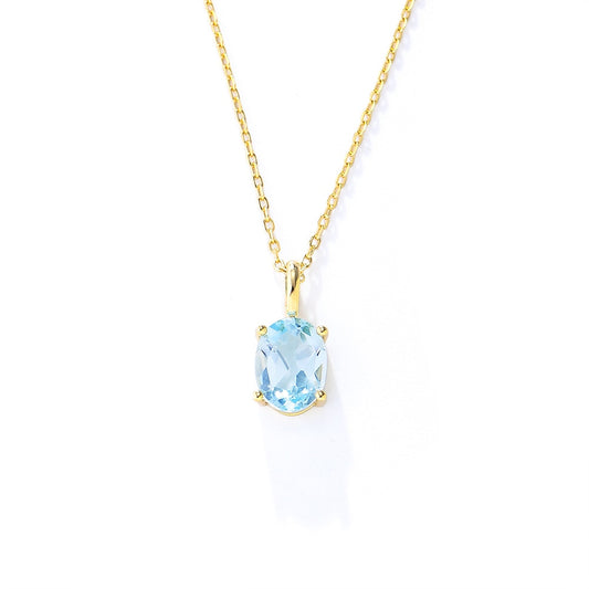 Sky Blue Topaz Necklace - 925 Sterling Silver Topaz Pendant Necklace for Women