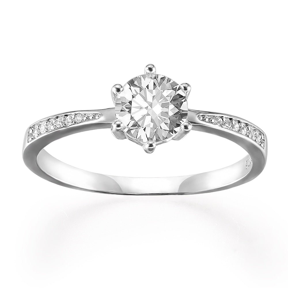 0.8ct Round CZ Solitaire Ring in 925 Sterling Silver - Simple Elegant Women's CZ Statement Ring