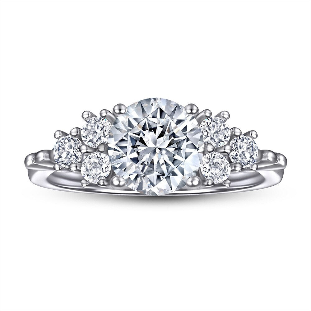 1.5ct Round CZ Engagement Ring - Sterling Silver Wedding Band for Women