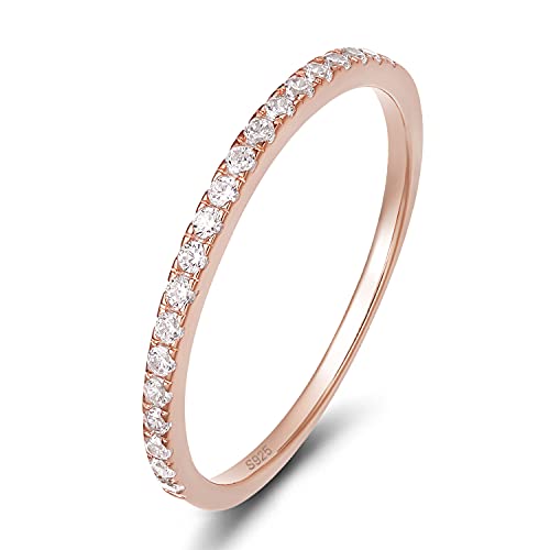 2mm CZ Half Eternity Stackable Band - 925 Sterling Silver Ring for Women