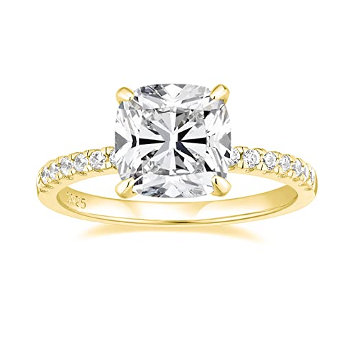 3.5ct Cushion Cut CZ Engagement Ring - Sterling Silver Wedding Band & Promise Ring for Women