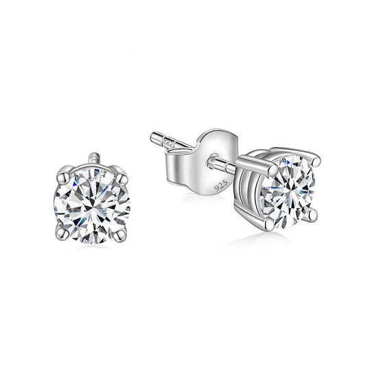 "0.5ct D Color Moissanite Stud Earrings in Sterling Silver - Classic Round Brilliant Cut for Women"