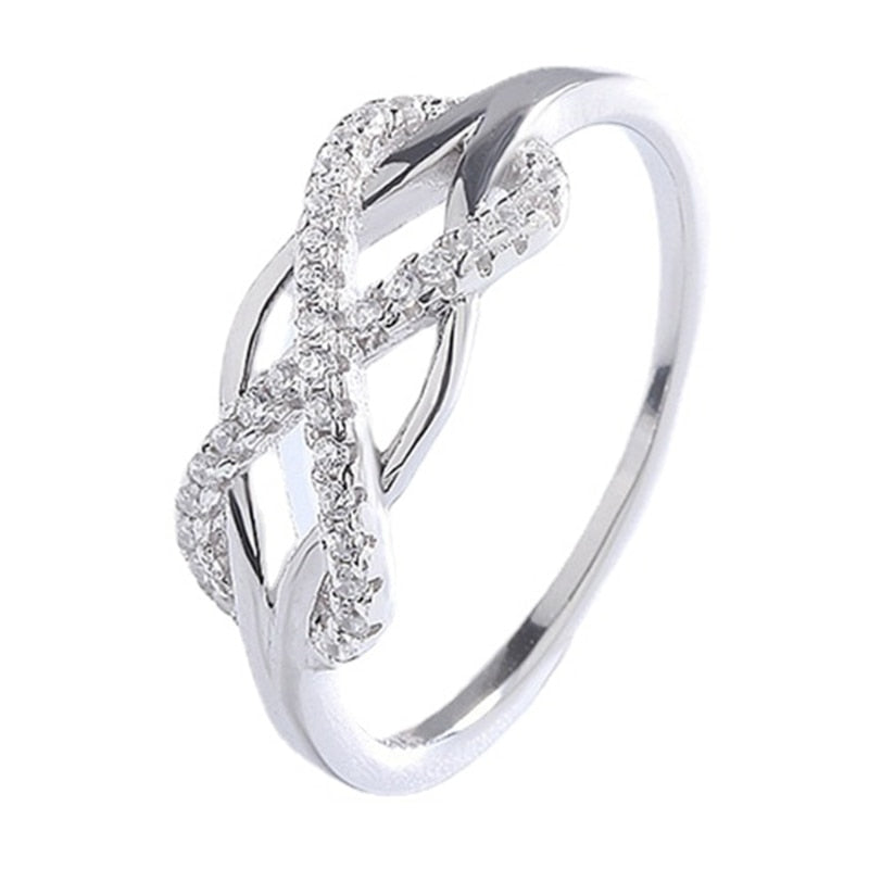 Infinity Love Cross Ring - 925 Sterling Silver CZ Hollow-Out Ring for Women