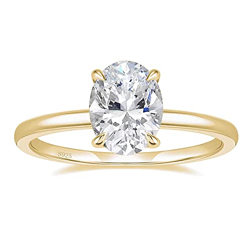 3ct Oval CZ Solitaire Engagement Ring Set - Sterling Silver Wedding & Promise Rings for Women