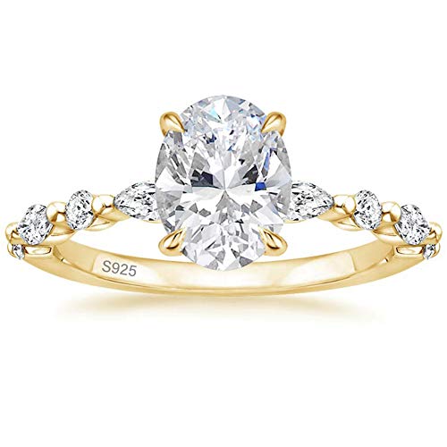 Oval CZ Engagement Ring - 925 Sterling Silver CZ Promise Ring