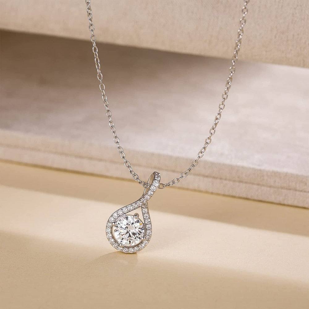 1.25ct Round Cubic Zirconia Twist Pendant Necklace - 925 Sterling Silver CZ Necklace for Women