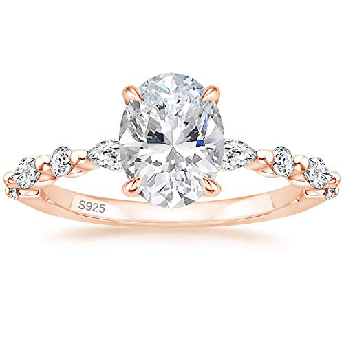 Oval CZ Engagement Ring - 925 Sterling Silver CZ Promise Ring