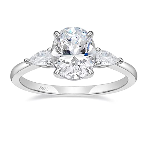 3ct CZ 3-Stone Engagement Ring Set - Sterling Silver Wedding Bands & Promise Ring for Women