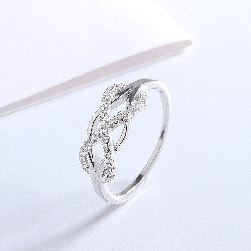 Infinity Love Cross Ring - 925 Sterling Silver CZ Hollow-Out Ring for Women