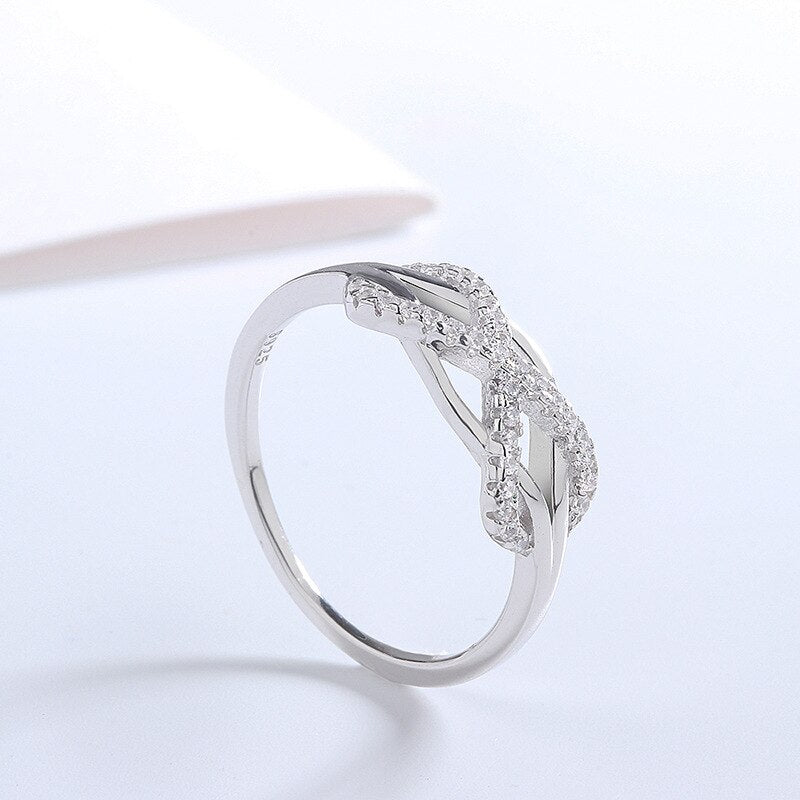 Infinity Love Cross Ring - 925 Sterling Silver CZ Hollow-Out Ring for Women