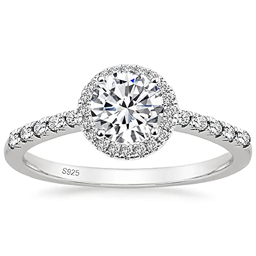 1.25ct Round Cubic Zirconia Engagement Ring - 925 Sterling Silver CZ Ring for Women