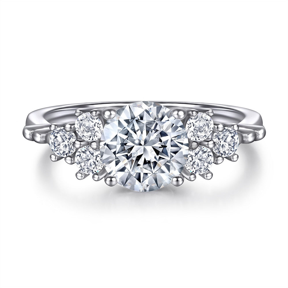 1.5ct Round CZ Engagement Ring - Sterling Silver Wedding Band for Women