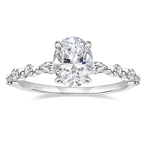 Oval CZ Engagement Ring - 925 Sterling Silver CZ Promise Ring