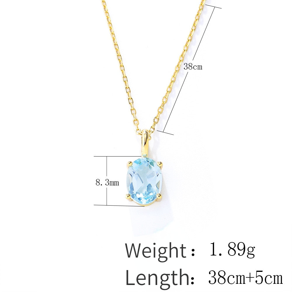 Sky Blue Topaz Necklace - 925 Sterling Silver Topaz Pendant Necklace for Women