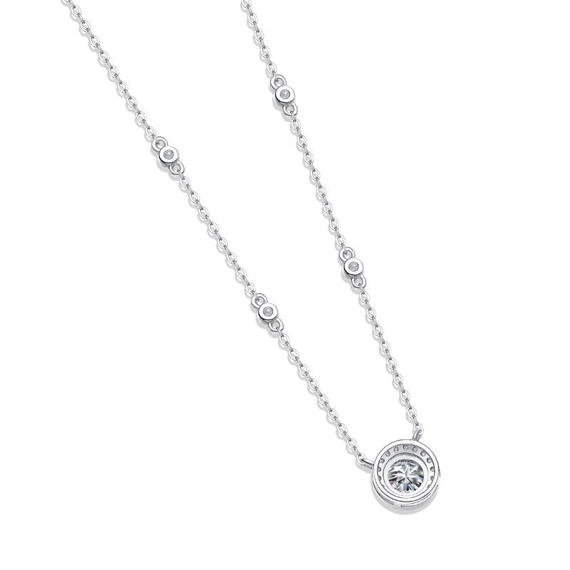 1ct D Color Moissanite Solitaire Pendant Necklace - 925 Sterling Silver Moissanite Necklace for Women